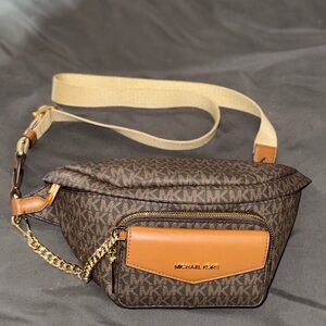 Michael Kors Brown Tan Belt Bag Monogram